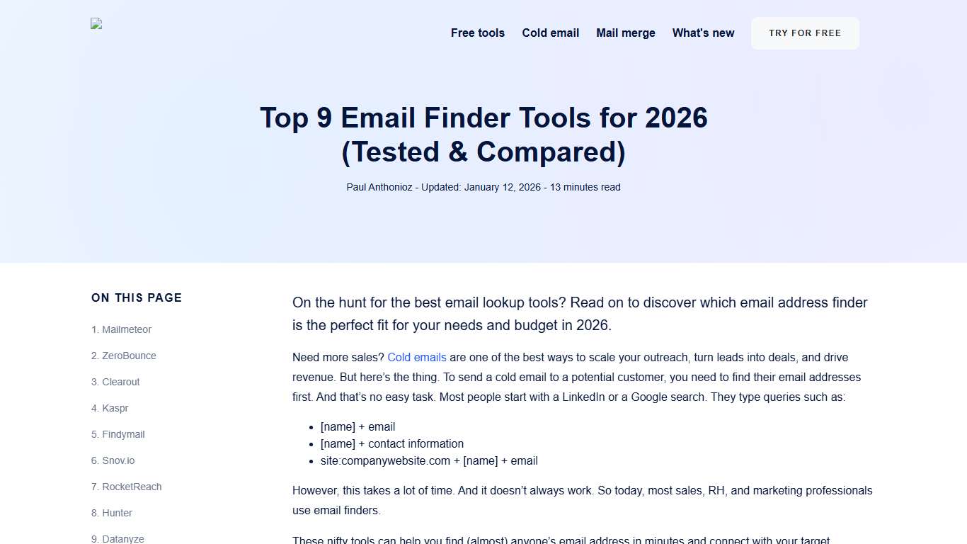 Top 9 Email Finder Tools for 2026 (Tested & Compared)